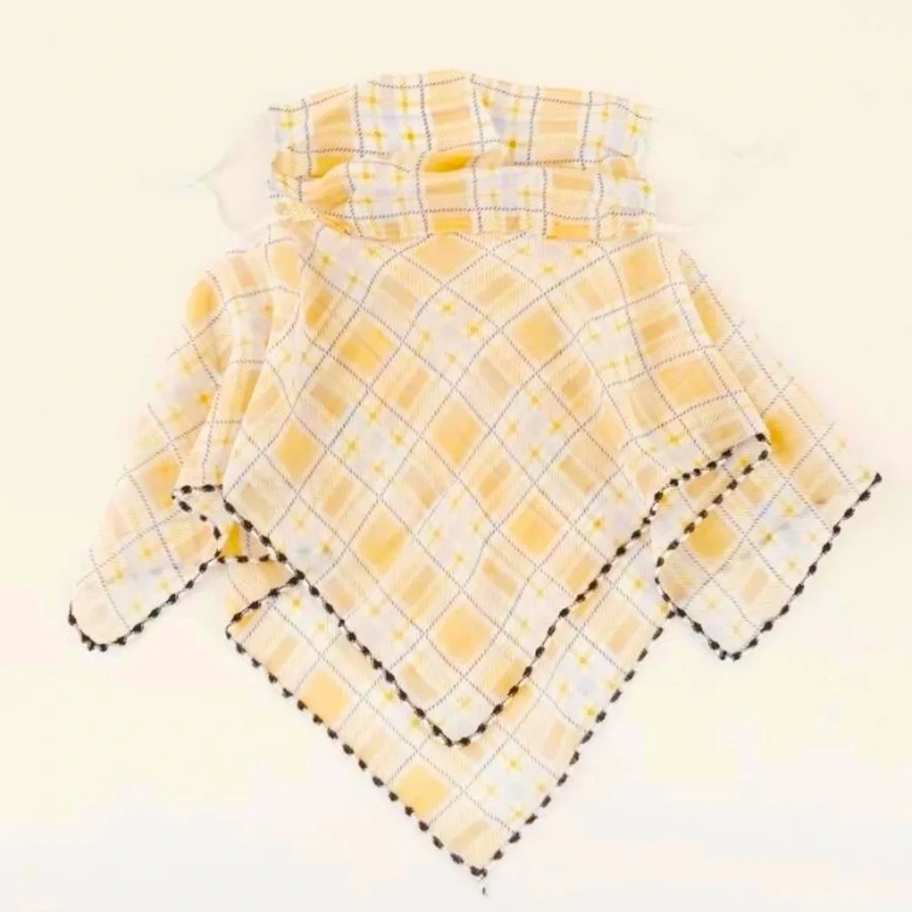 Tan & White Plaid Facemask & Scarf Adjustable Ear Strips 4 A Comfortable Fit